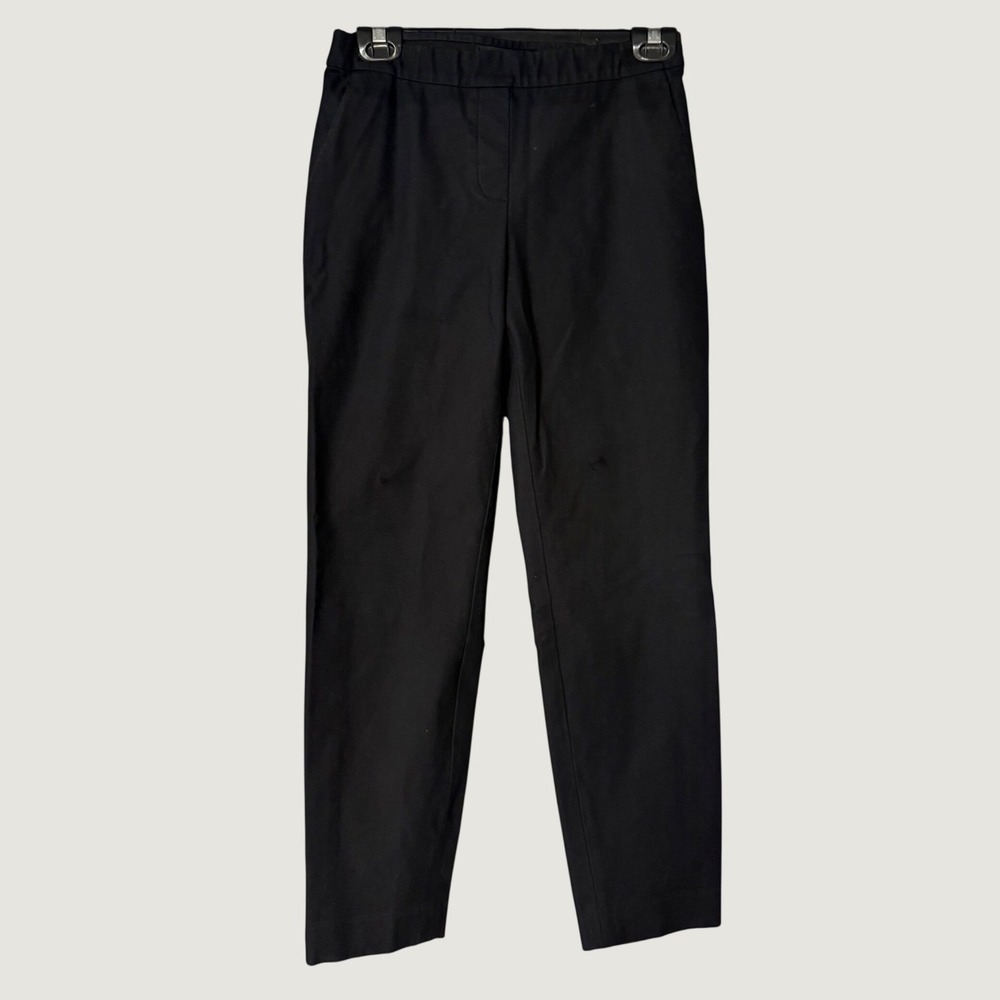 Theory Womens Black Pull On Elastic Waist Slim Straight Leg Pants Size 0